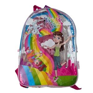 Skechers Twinkle Toes Clear Rainbow Character Backpack NWT Iridescent Trim